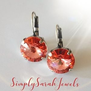 Austrian Crystal Earrings in Antique Silver
